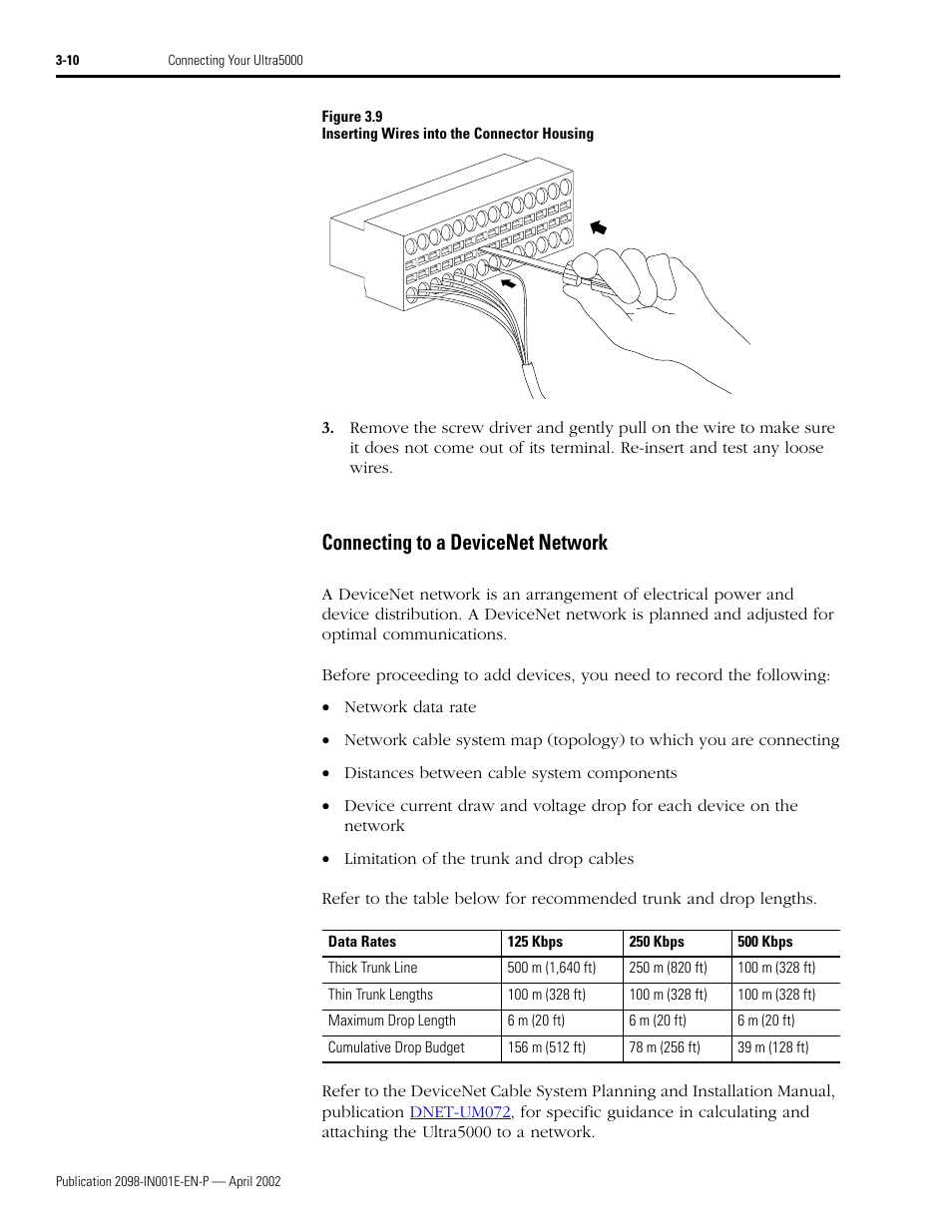 Connecting to a devicenet network, Connecting to a devicenet network -10 | Rockwell Automation 2098-IPD-xxx Ultra5000 Intelligent Positioning Drives Installation Manual User Manual | Page 70 / 160