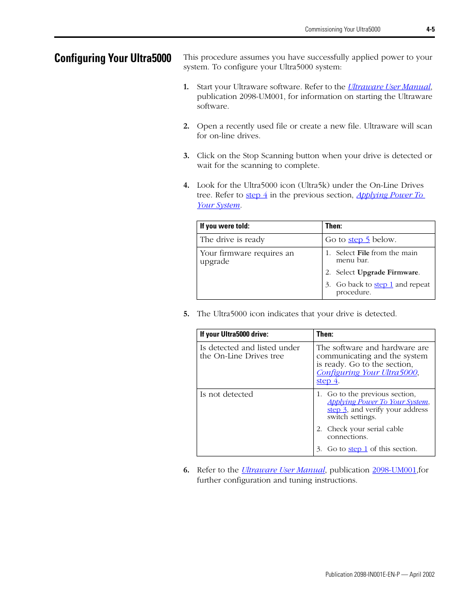Configuring your ultra5000, Configuring your ultra5000 -5, Configuring | Your ultra5000 | Rockwell Automation 2098-IPD-xxx Ultra5000 Intelligent Positioning Drives Installation Manual User Manual | Page 85 / 160