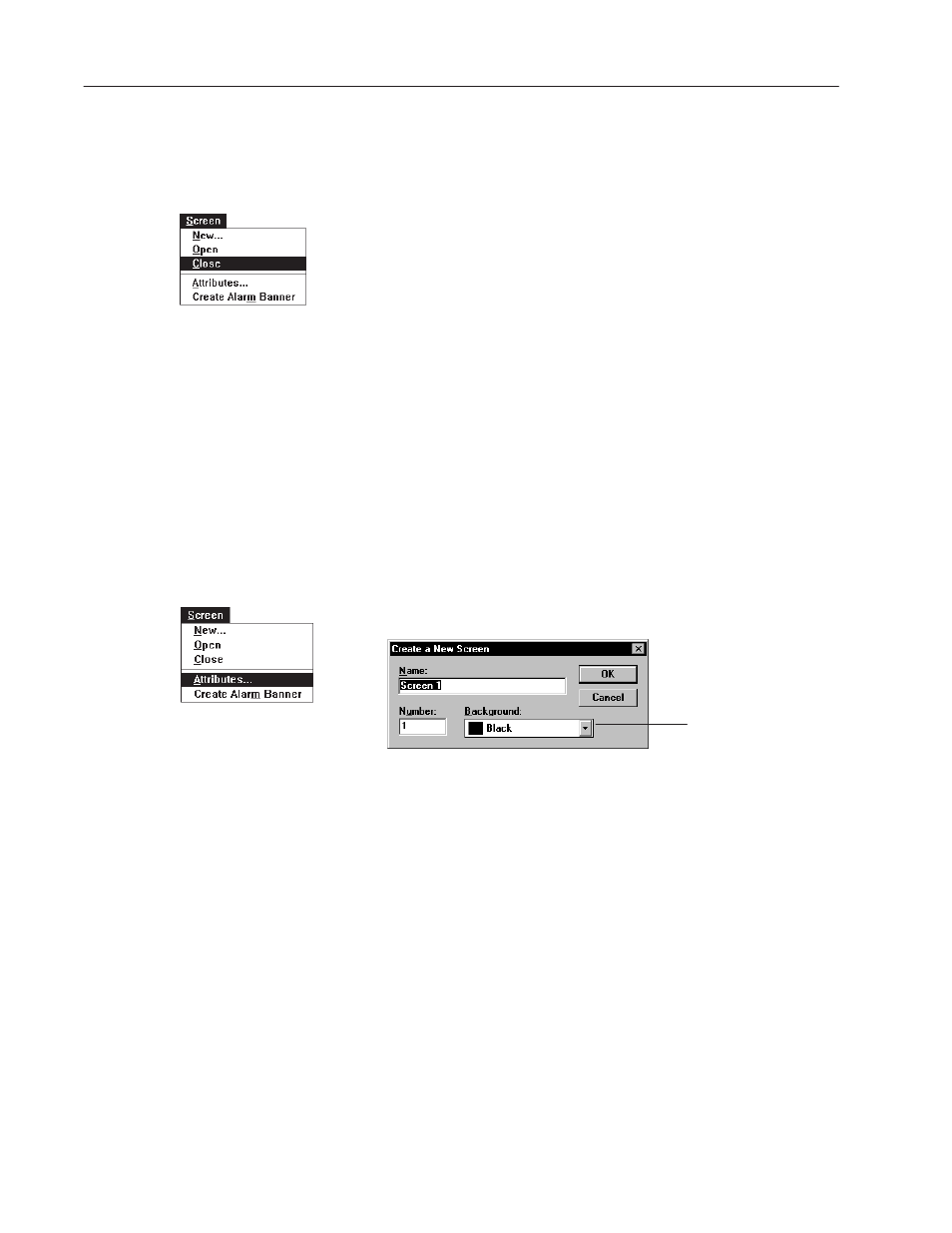 Closing screens, Changing screen attributes, Closing screens changing screen attributes | Rockwell Automation 2711-ND3 PanelBuilder v2.60 Software User Manual User Manual | Page 100 / 502