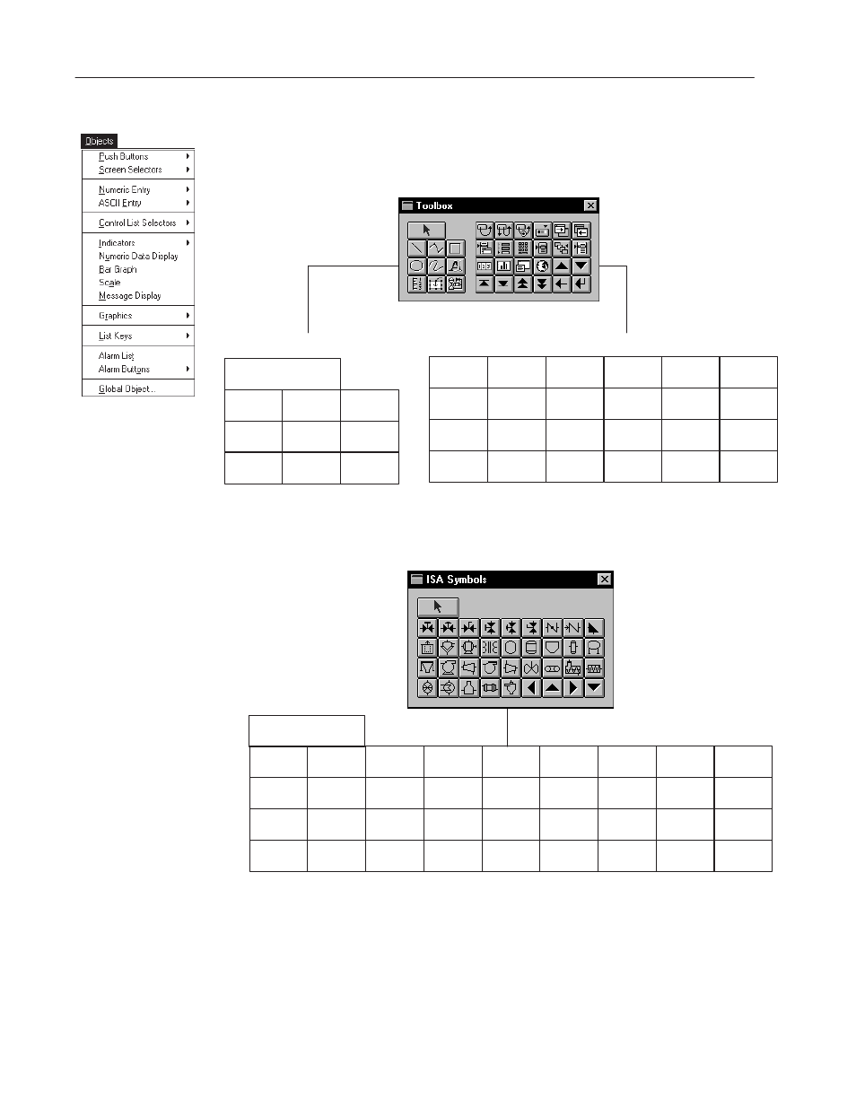 Accessing objects, 7–2 working with objects, Graphics controls, displays, list keys | Rockwell Automation 2711-ND3 PanelBuilder v2.60 Software User Manual User Manual | Page 110 / 502