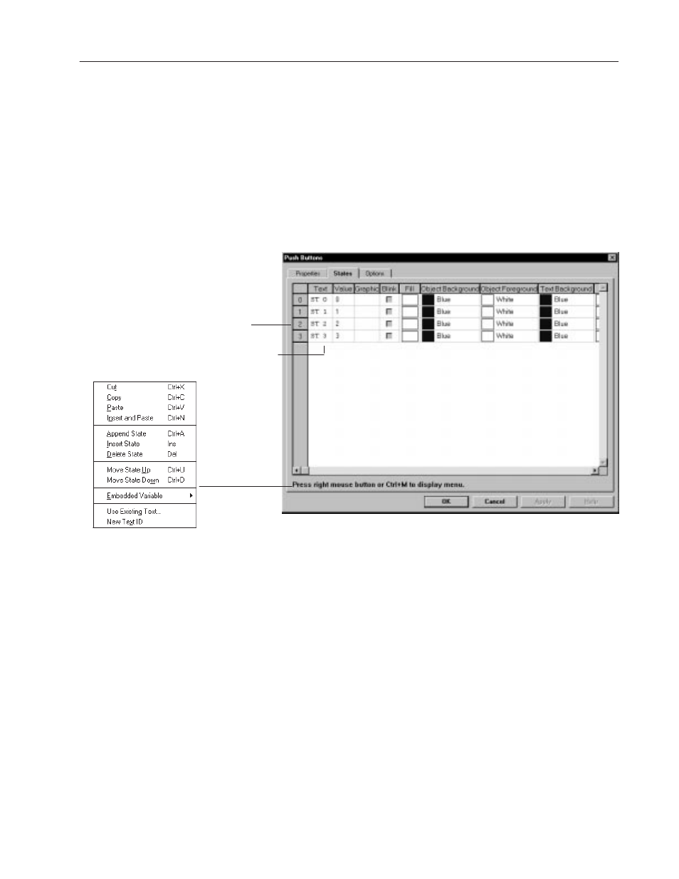 Configuring states of multistate or list objects | Rockwell Automation 2711-ND3 PanelBuilder v2.60 Software User Manual User Manual | Page 123 / 502