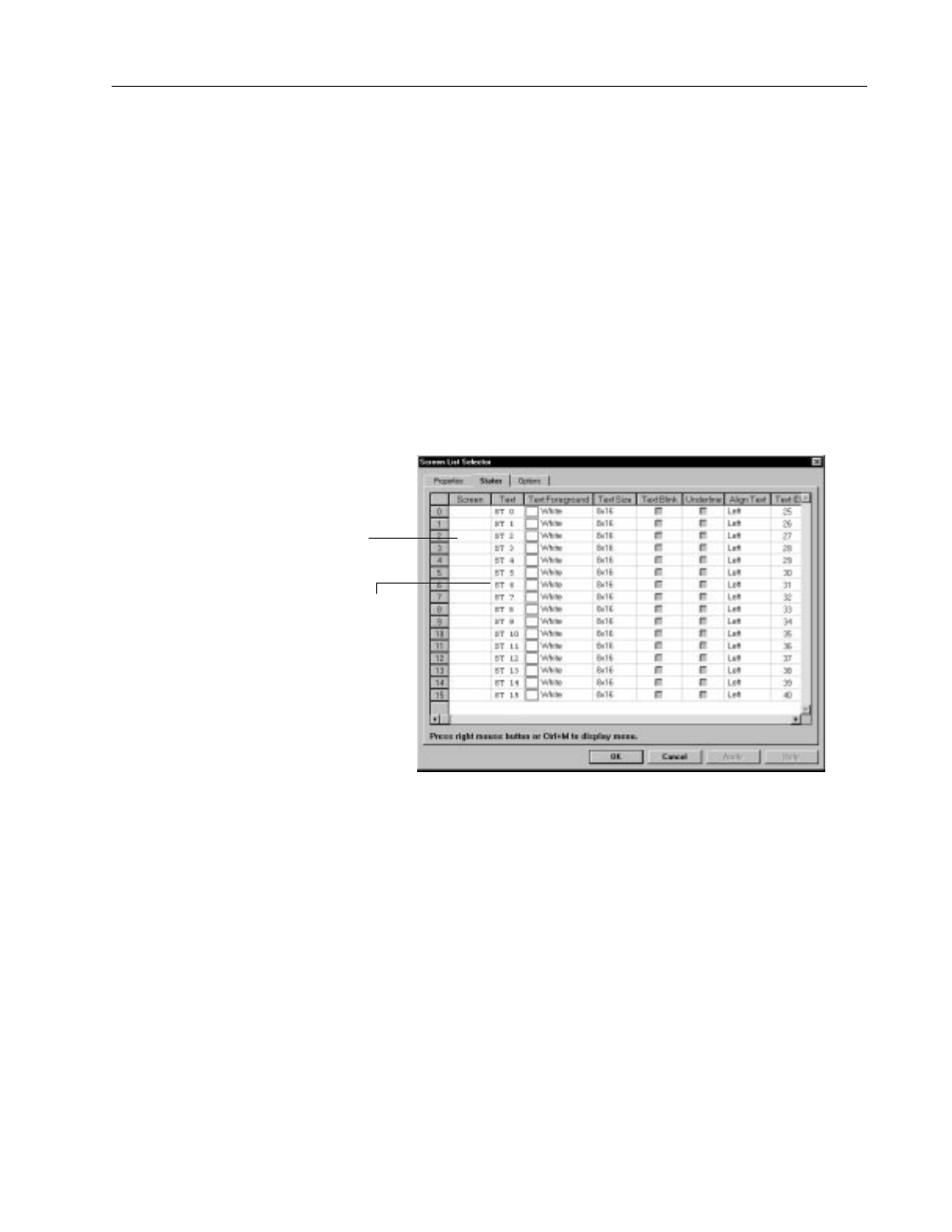 Configuring entries in a screen list selector | Rockwell Automation 2711-ND3 PanelBuilder v2.60 Software User Manual User Manual | Page 177 / 502