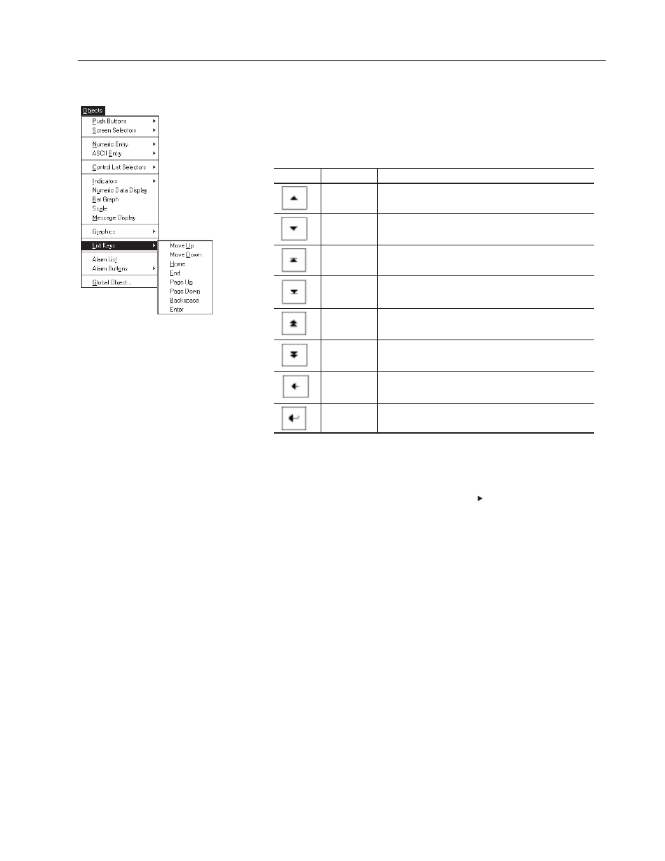 Creating list keys, Plc/slc controlled screen changes | Rockwell Automation 2711-ND3 PanelBuilder v2.60 Software User Manual User Manual | Page 179 / 502