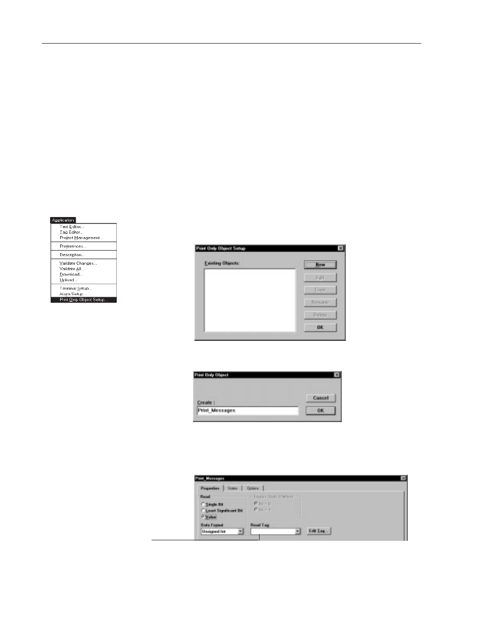 Creating an object to print messages | Rockwell Automation 2711-ND3 PanelBuilder v2.60 Software User Manual User Manual | Page 214 / 502