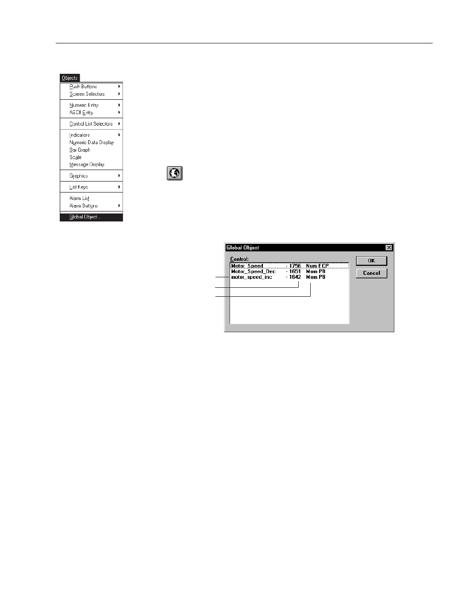 Using a global object | Rockwell Automation 2711-ND3 PanelBuilder v2.60 Software User Manual User Manual | Page 221 / 502