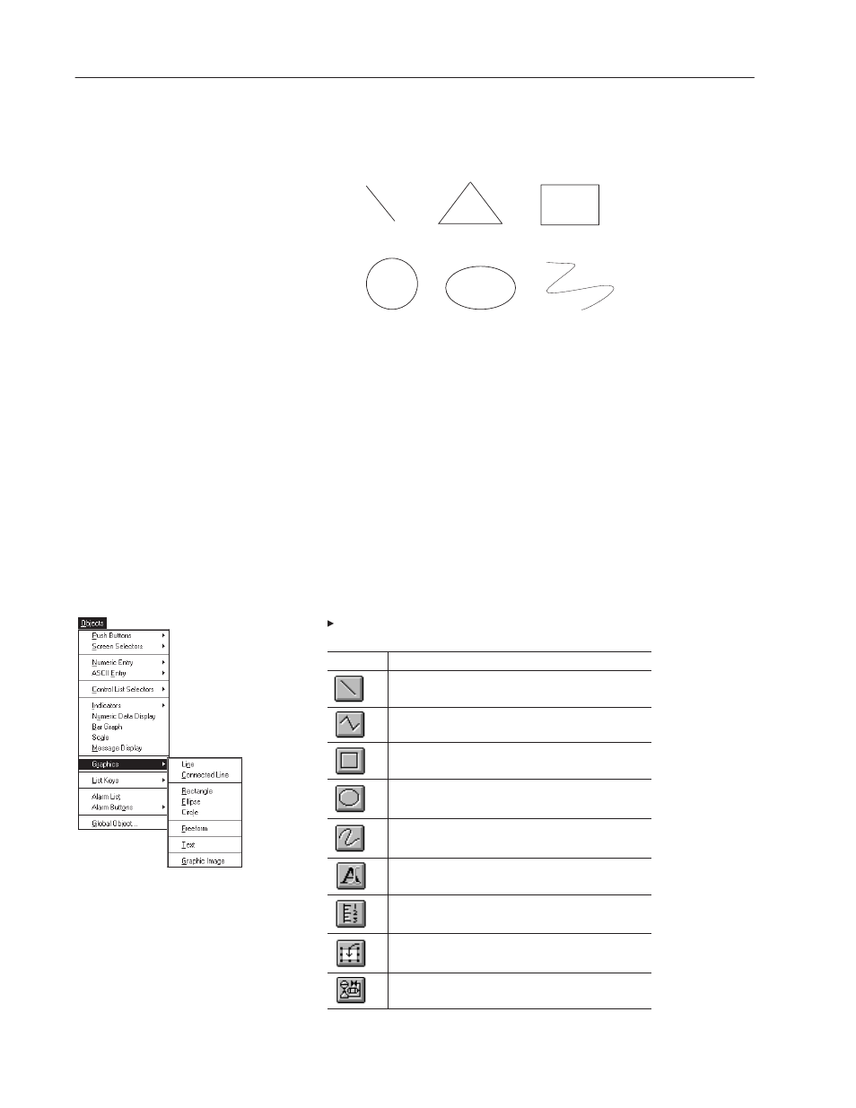 Graphic objects, Graphic tools, Graphic objects graphic tools | Rockwell Automation 2711-ND3 PanelBuilder v2.60 Software User Manual User Manual | Page 256 / 502