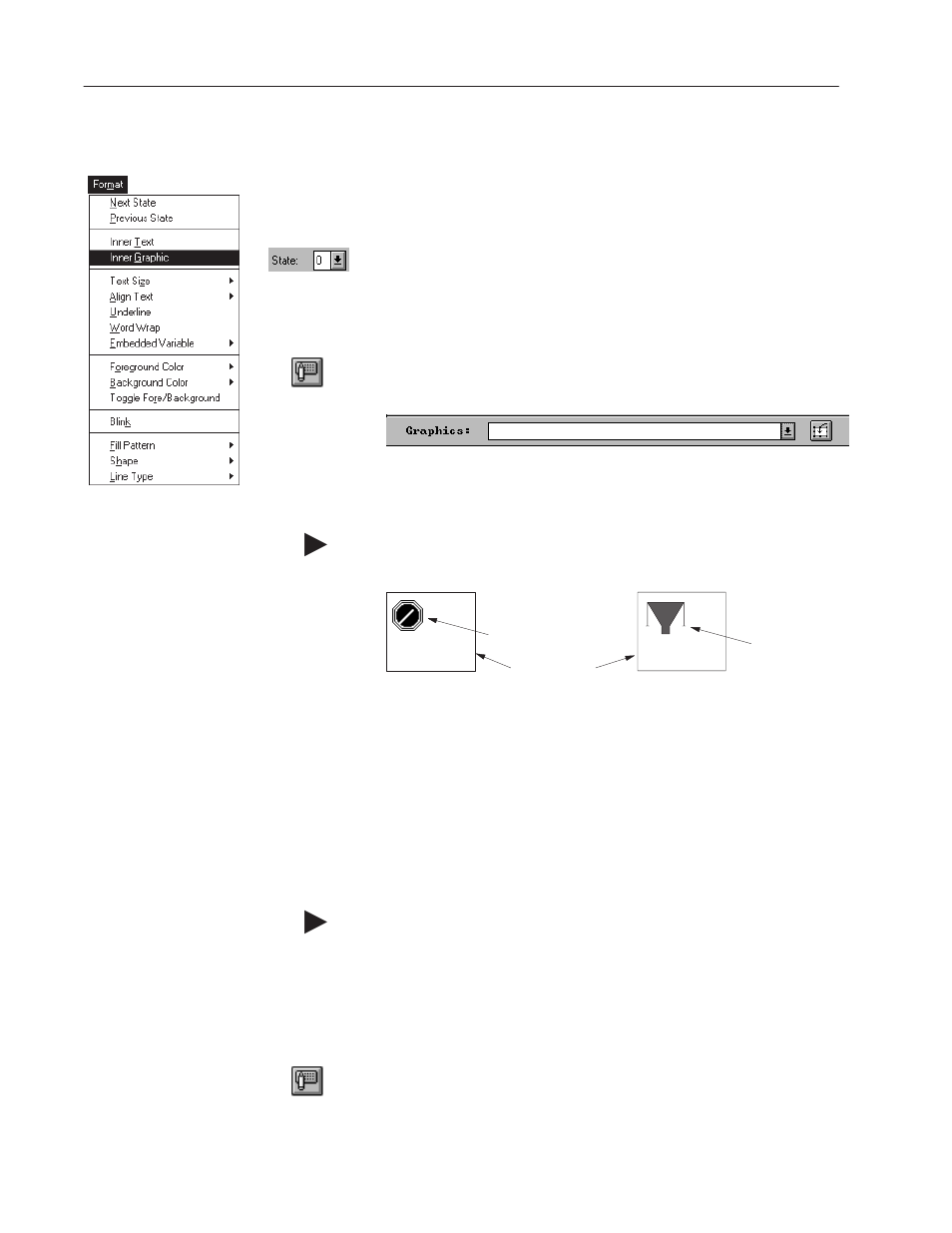 Working with inner graphics | Rockwell Automation 2711-ND3 PanelBuilder v2.60 Software User Manual User Manual | Page 290 / 502