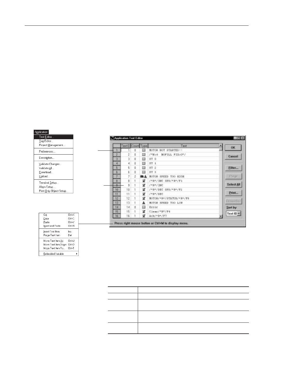 Opening the text editor | Rockwell Automation 2711-ND3 PanelBuilder v2.60 Software User Manual User Manual | Page 302 / 502