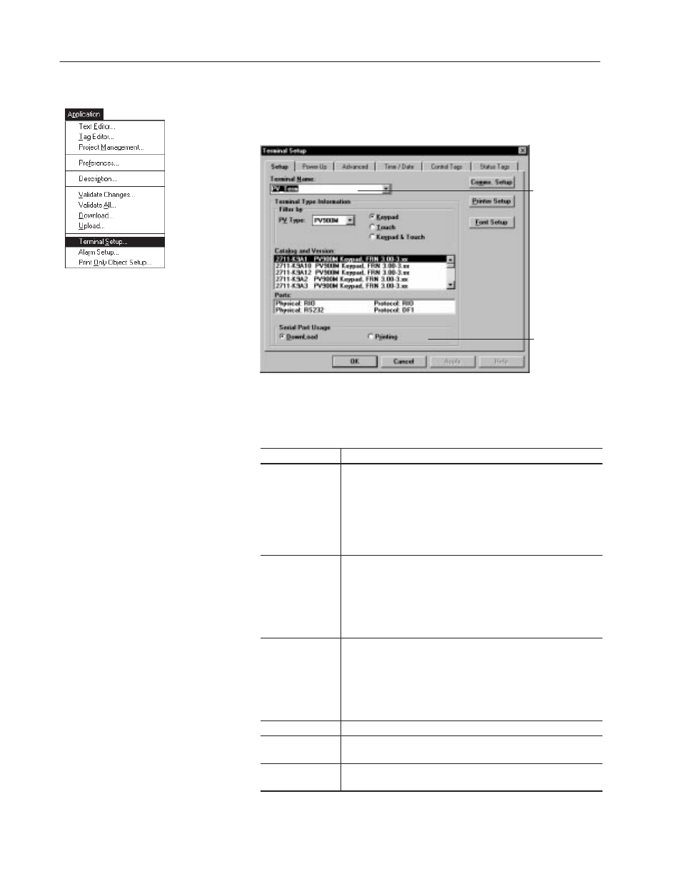 Terminal setup overview | Rockwell Automation 2711-ND3 PanelBuilder v2.60 Software User Manual User Manual | Page 334 / 502