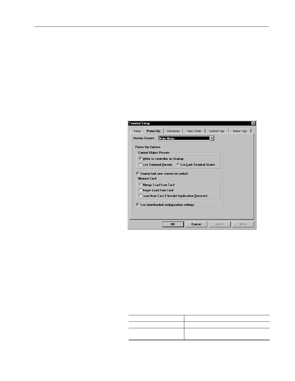 Setting power-up options | Rockwell Automation 2711-ND3 PanelBuilder v2.60 Software User Manual User Manual | Page 349 / 502