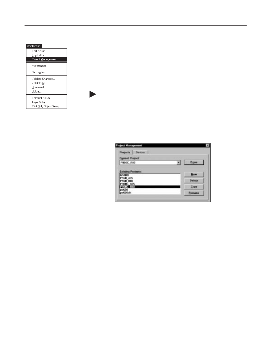 Managing projects | Rockwell Automation 2711-ND3 PanelBuilder v2.60 Software User Manual User Manual | Page 360 / 502