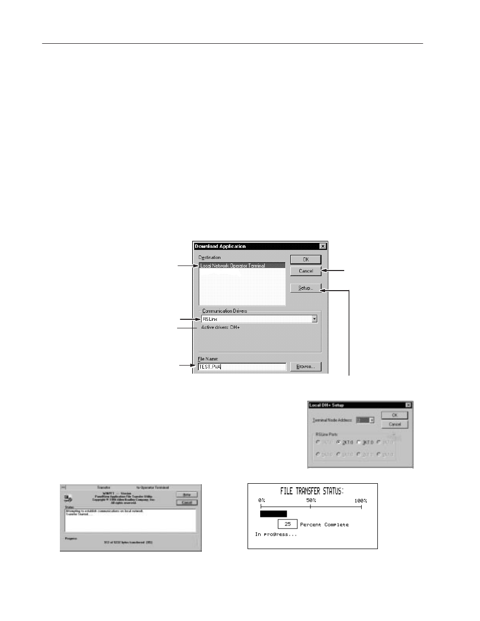Downloading on a local dh+ link | Rockwell Automation 2711-ND3 PanelBuilder v2.60 Software User Manual User Manual | Page 400 / 502