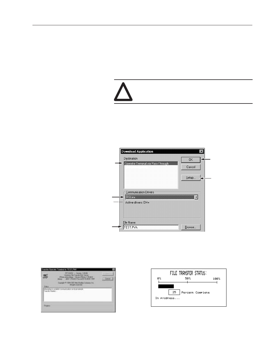 Downloading to a terminal using pass-through | Rockwell Automation 2711-ND3 PanelBuilder v2.60 Software User Manual User Manual | Page 401 / 502