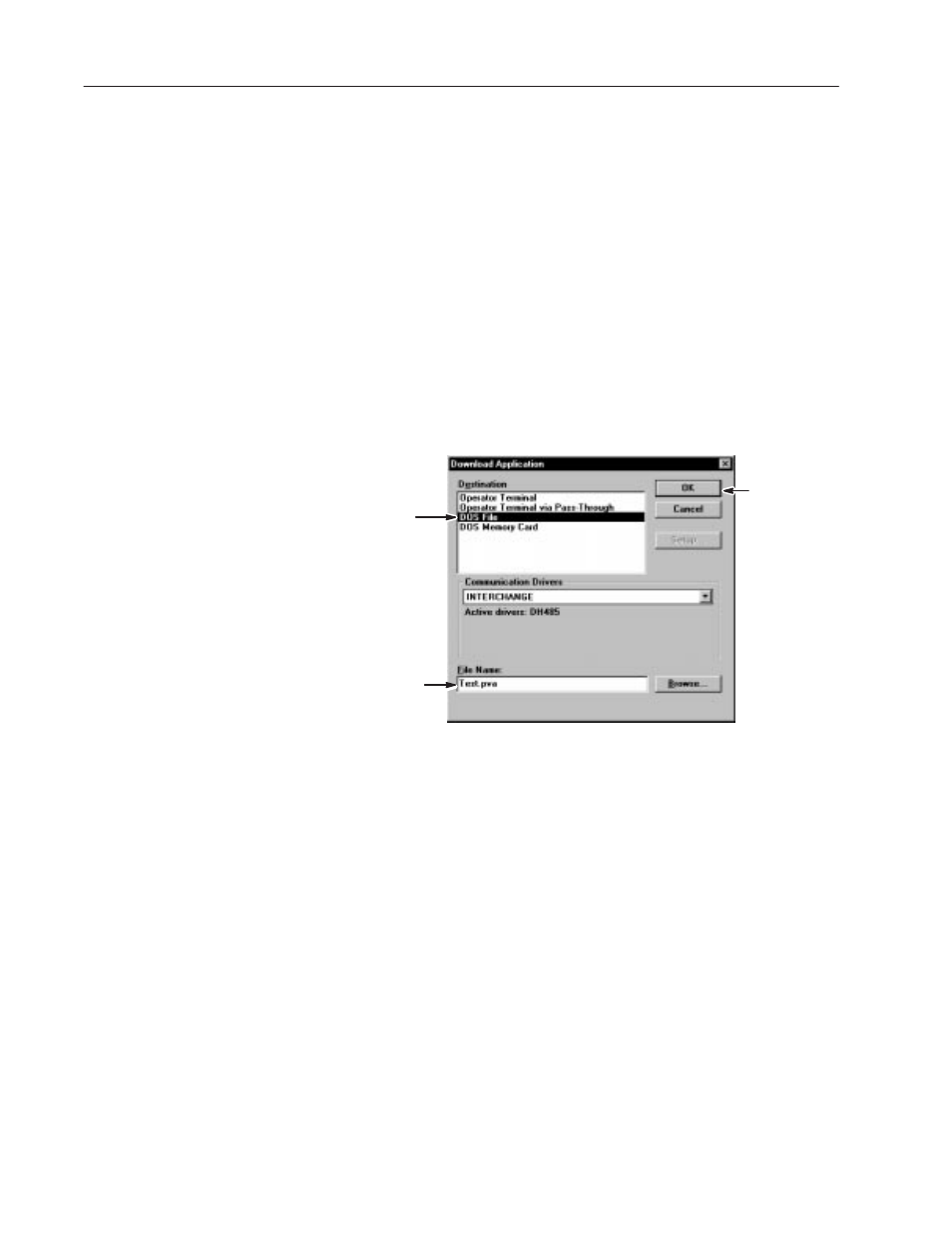 Downloading to a dos file | Rockwell Automation 2711-ND3 PanelBuilder v2.60 Software User Manual User Manual | Page 406 / 502