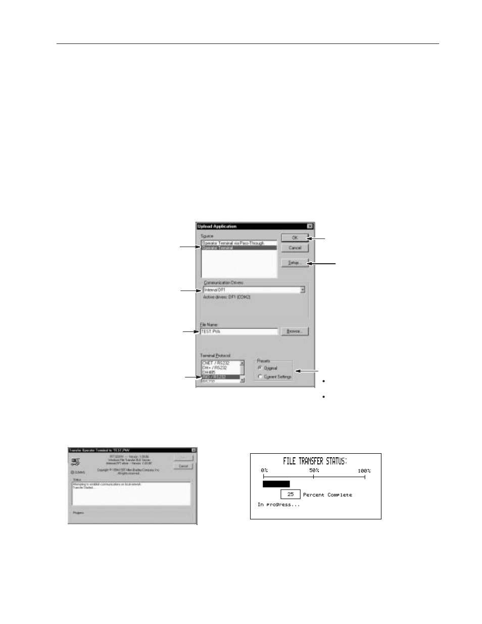 Uploading directly from a terminal | Rockwell Automation 2711-ND3 PanelBuilder v2.60 Software User Manual User Manual | Page 407 / 502
