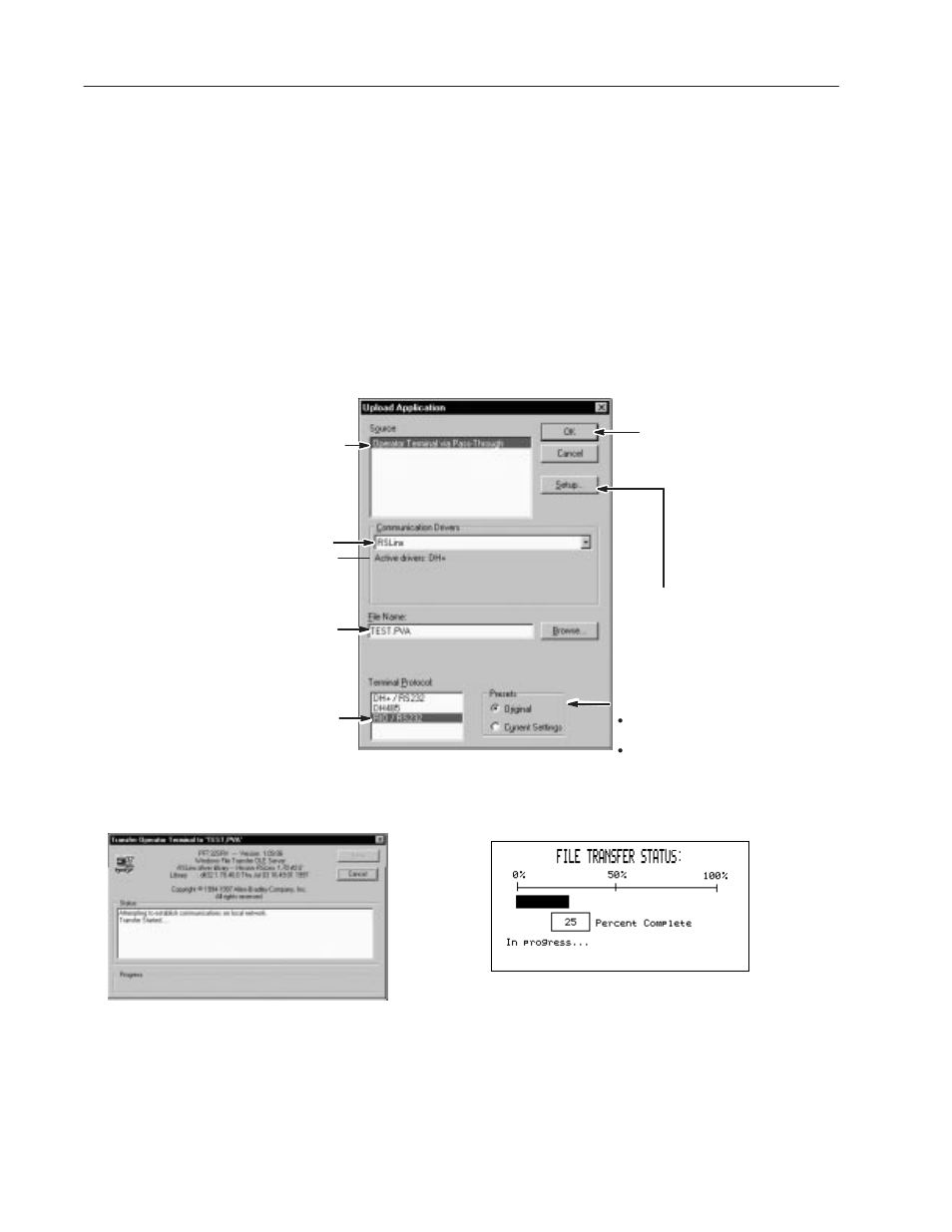 Uploading from a terminal using pass-through | Rockwell Automation 2711-ND3 PanelBuilder v2.60 Software User Manual User Manual | Page 410 / 502