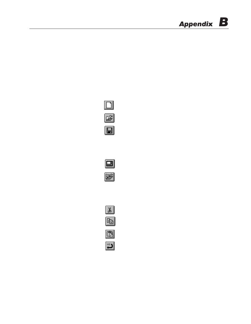 B - tool and bitmap summary, Tool bar, Tool and bitmap summary | Appendix | Rockwell Automation 2711-ND3 PanelBuilder v2.60 Software User Manual User Manual | Page 429 / 502