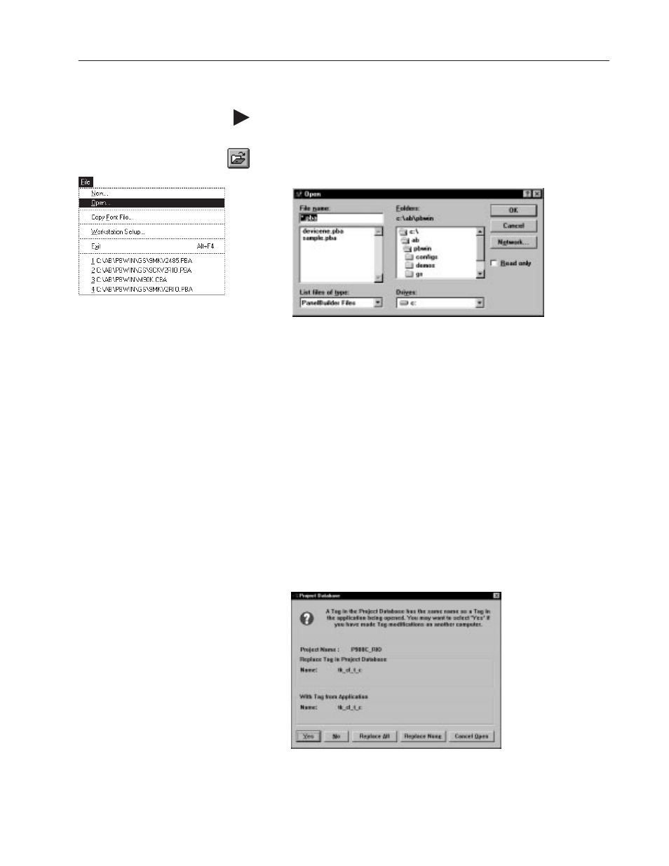 Opening an existing application | Rockwell Automation 2711-ND3 PanelBuilder v2.60 Software User Manual User Manual | Page 91 / 502