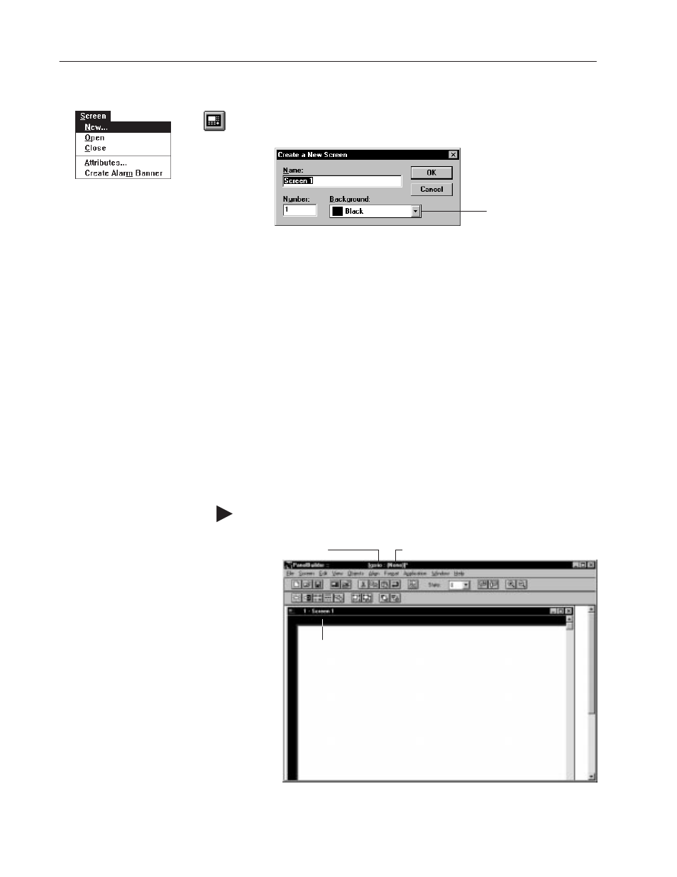 Opening a new screen | Rockwell Automation 2711-ND3 PanelBuilder v2.60 Software User Manual User Manual | Page 96 / 502