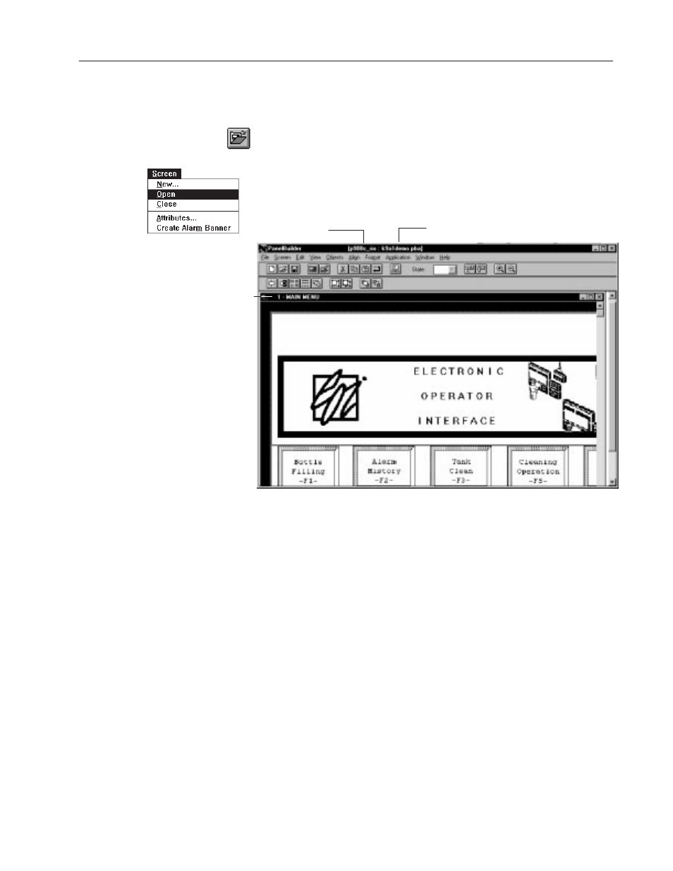 Opening an existing screen | Rockwell Automation 2711-ND3 PanelBuilder v2.60 Software User Manual User Manual | Page 97 / 502