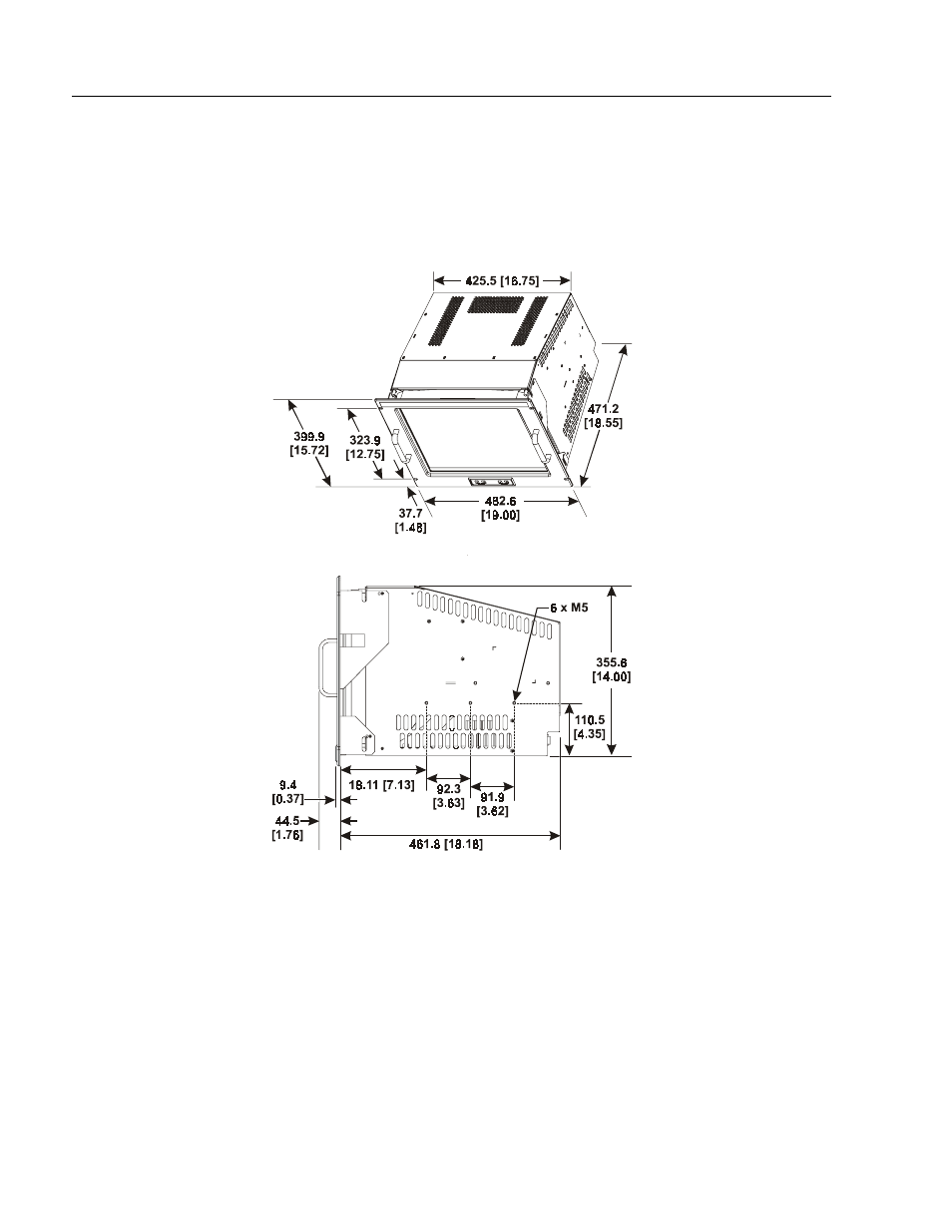 Rack mounting dimensions (6157-cb) | Rockwell Automation 6157-C User Manual User Manual | Page 16 / 50