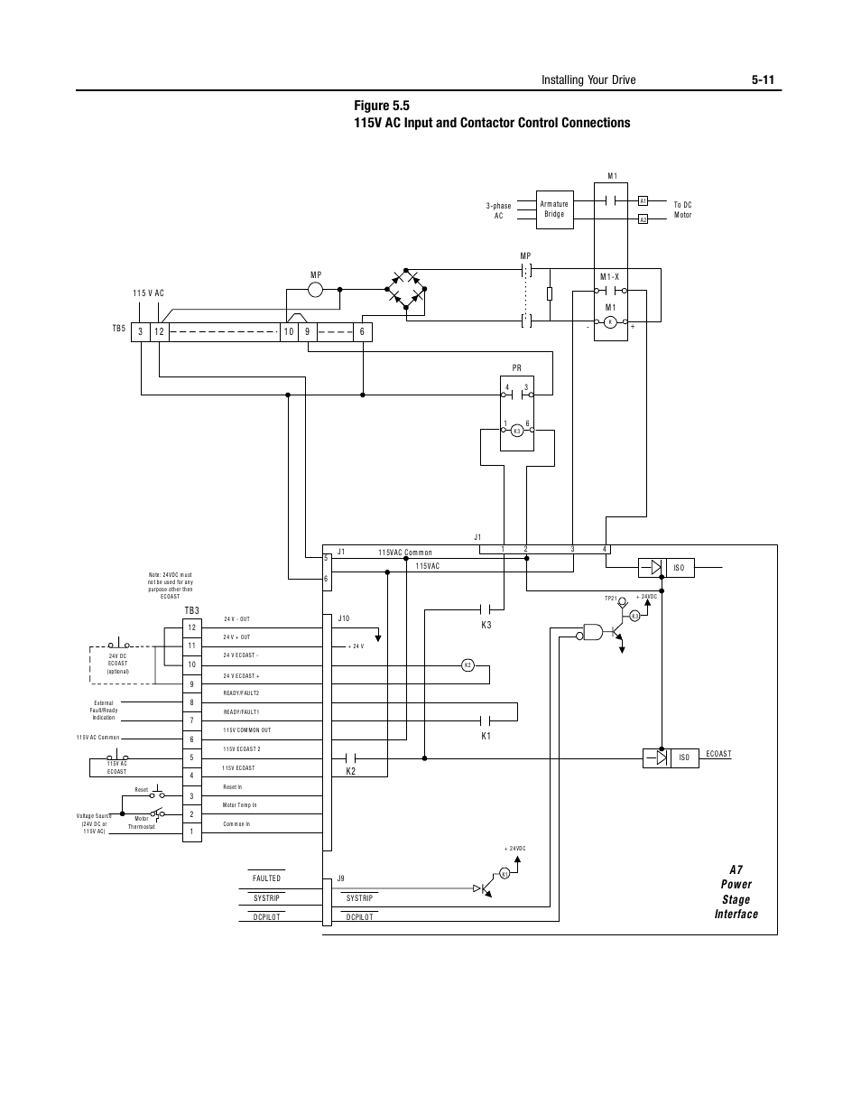 Installing your drive 5-11, A 7 power stage interface | Rockwell Automation 1395 Digital DC Drive User Manual | Page 65 / 91