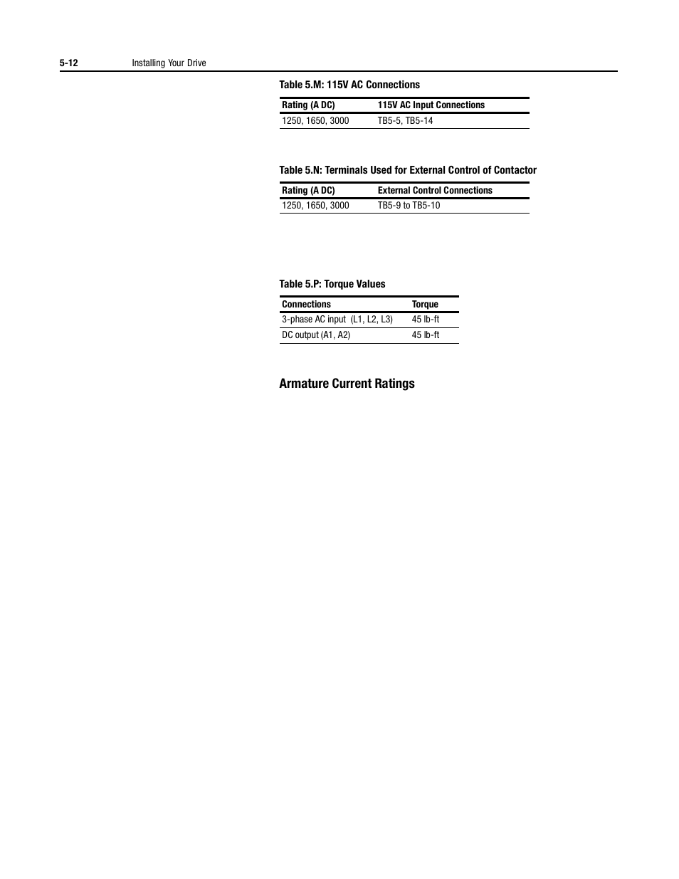 Armature current ratings, Armature current ratings -12 | Rockwell Automation 1395 Digital DC Drive User Manual | Page 66 / 91