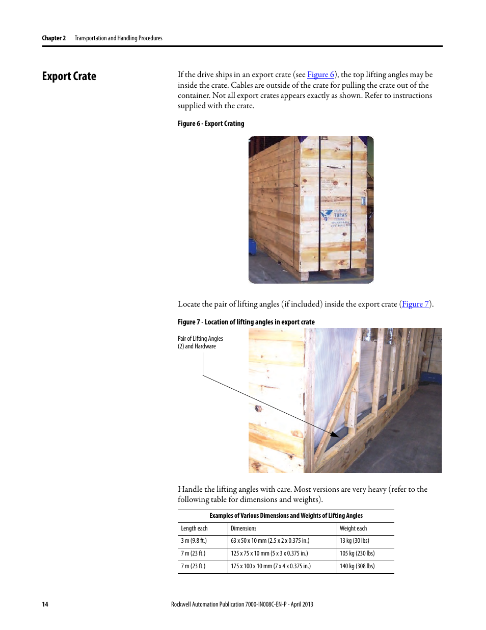 Export crate | Rockwell Automation 7000 PowerFlex Medium Voltage Air-Cooled (B Frame) Trans.& Handling - ForGe User Manual | Page 14 / 28