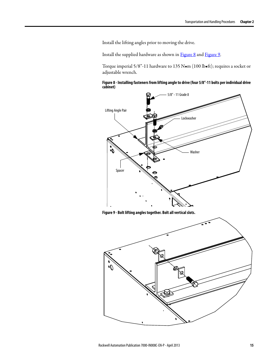 Rockwell Automation 7000 PowerFlex Medium Voltage Air-Cooled (B Frame) Trans.& Handling - ForGe User Manual | Page 15 / 28