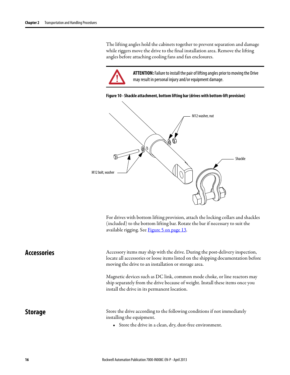 Accessories, Storage, Accessories storage | Rockwell Automation 7000 PowerFlex Medium Voltage Air-Cooled (B Frame) Trans.& Handling - ForGe User Manual | Page 16 / 28