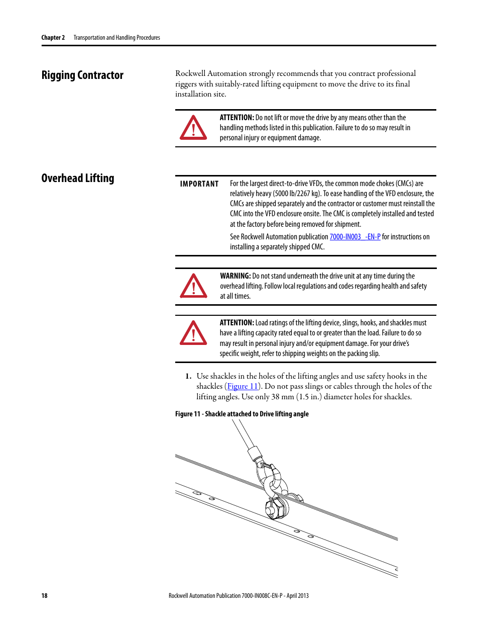 Rigging contractor, Overhead lifting, Rigging contractor overhead lifting | Rockwell Automation 7000 PowerFlex Medium Voltage Air-Cooled (B Frame) Trans.& Handling - ForGe User Manual | Page 18 / 28