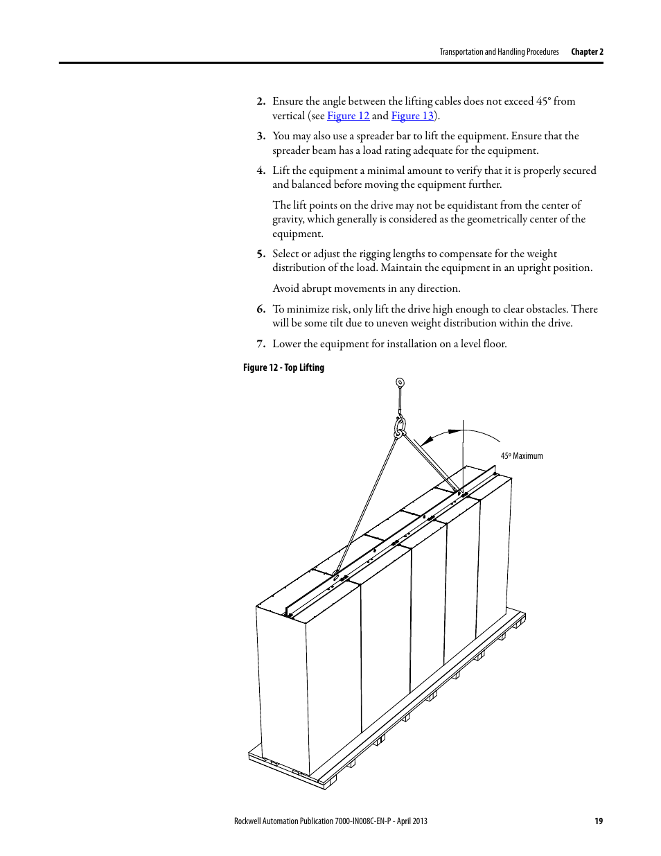 Rockwell Automation 7000 PowerFlex Medium Voltage Air-Cooled (B Frame) Trans.& Handling - ForGe User Manual | Page 19 / 28