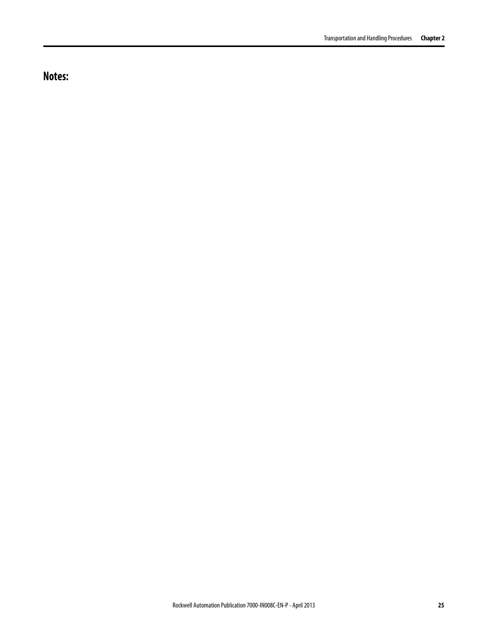 Rockwell Automation 7000 PowerFlex Medium Voltage Air-Cooled (B Frame) Trans.& Handling - ForGe User Manual | Page 25 / 28