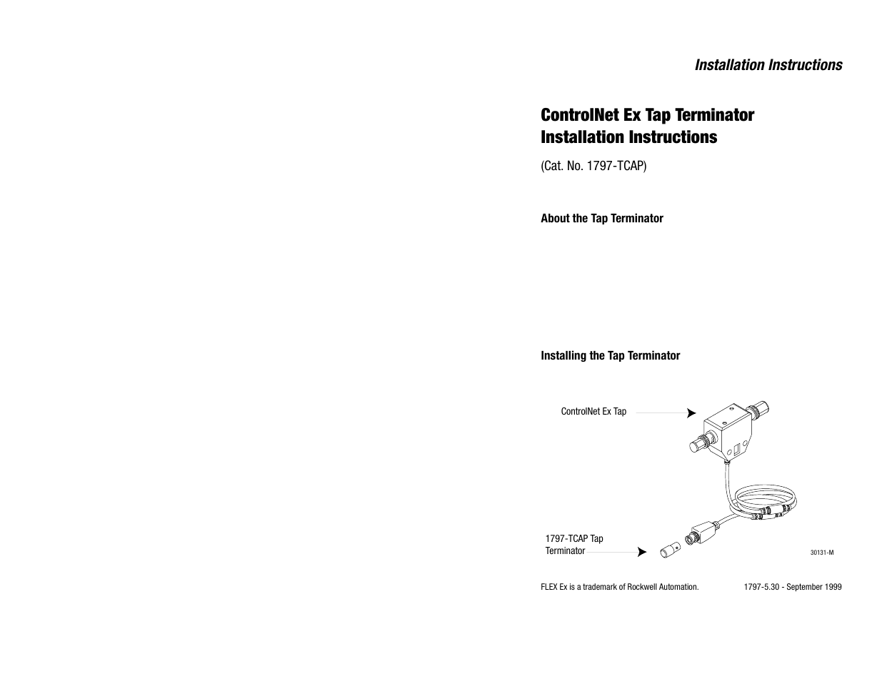 Rockwell Automation 1797-TCAP ControlNet Ex Tap Dummy Load Installation User Manual | 8 pages