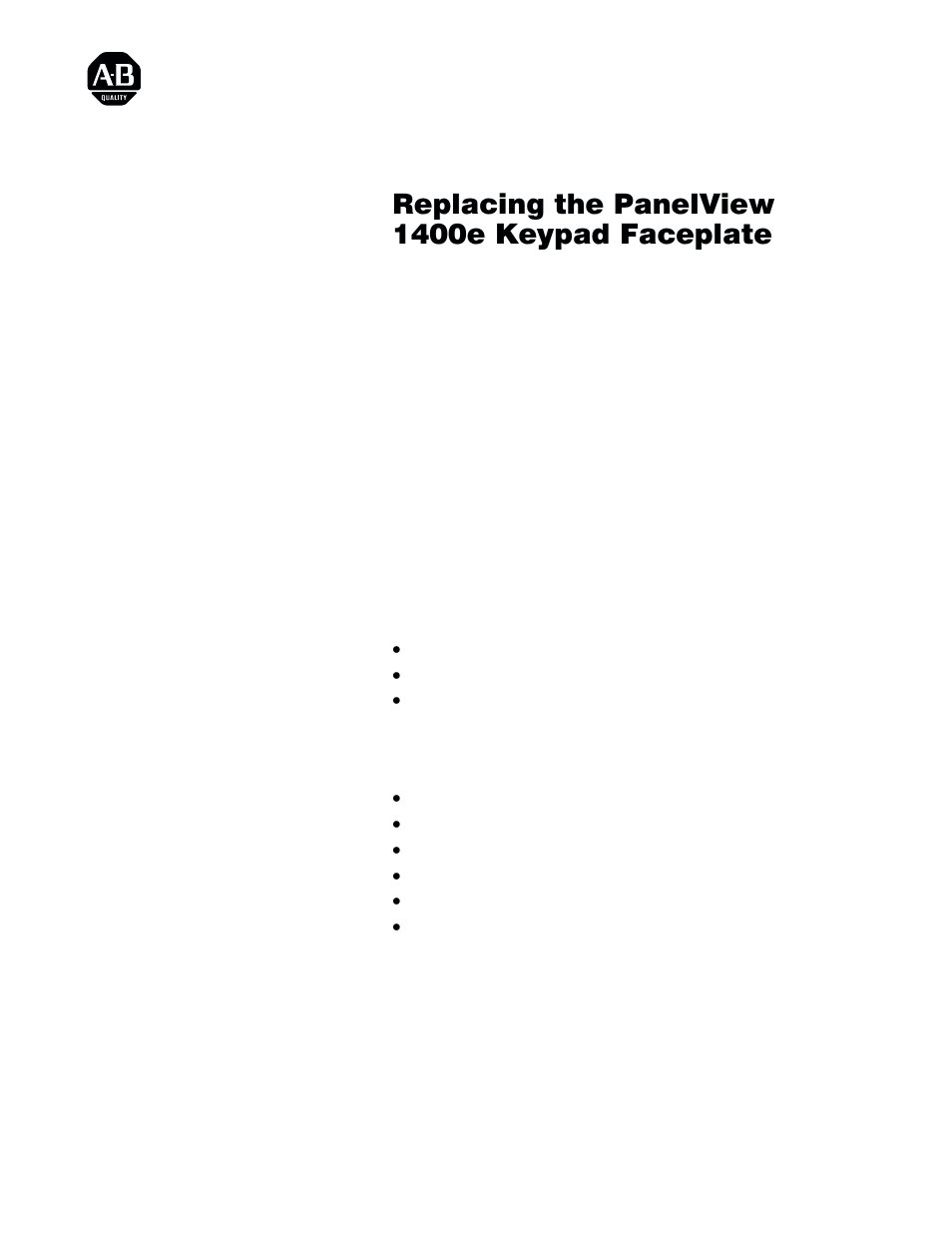 Rockwell Automation 2711E-NK5 Replacing the PanelView 1400E Keypad Faceplate User Manual | 11 pages