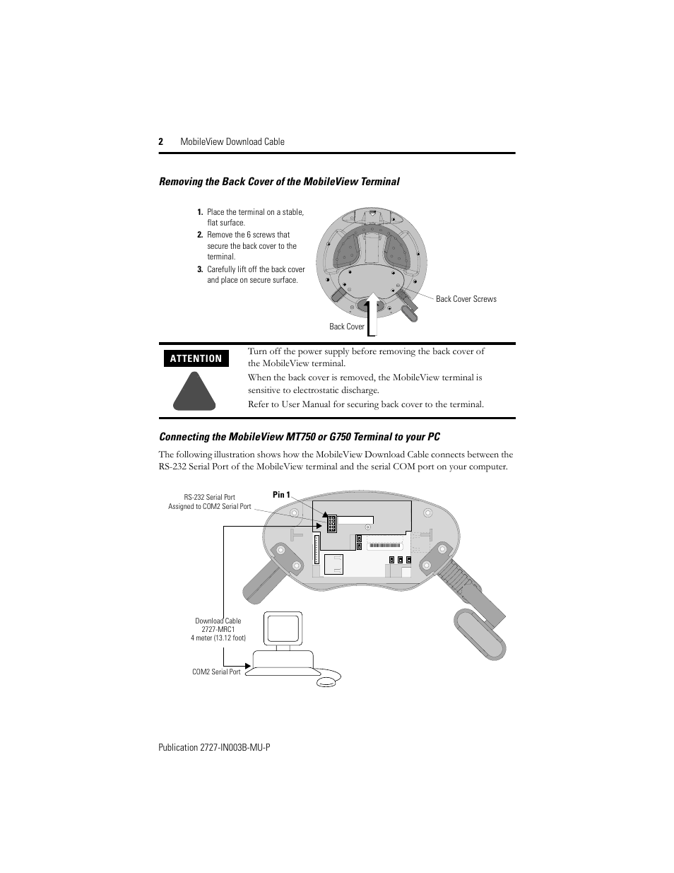 Pin 1 | Rockwell Automation 2727-MRC1 MobileView Download Cable Installation Instructions User Manual | Page 4 / 16