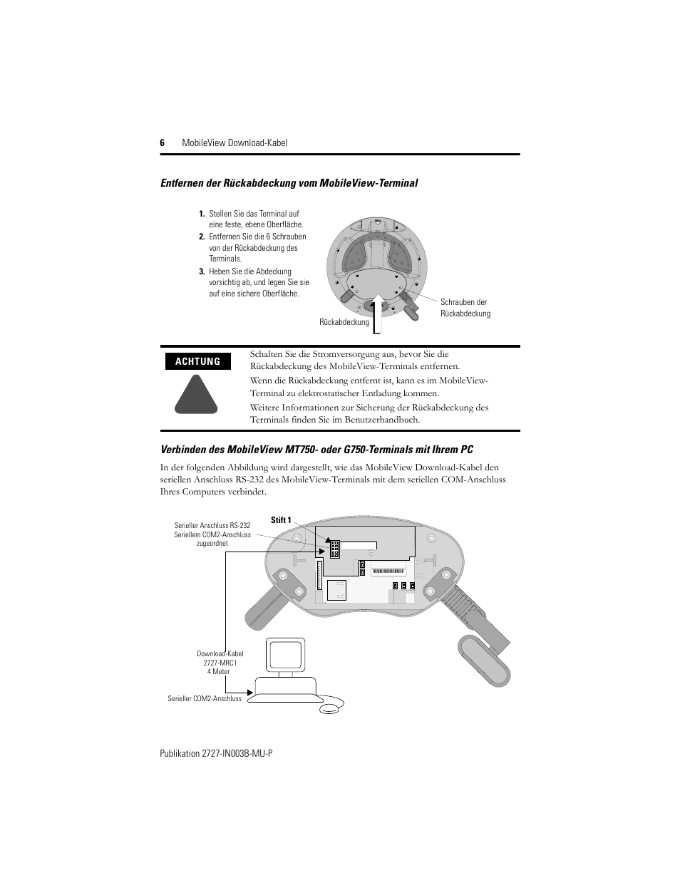 Stift 1 | Rockwell Automation 2727-MRC1 MobileView Download Cable Installation Instructions User Manual | Page 8 / 16