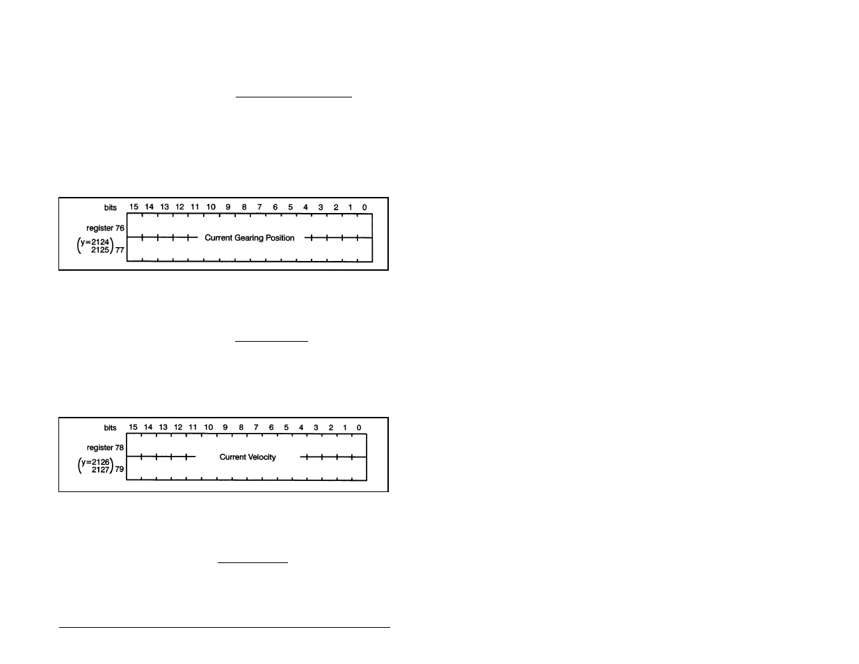 40 registers 76, 77: current gearing position, 41 registers 78, 79: current velocity, 42 register 80: following error | Rockwell Automation 57C422B 2 Axis Servo Module User Manual | Page 67 / 122