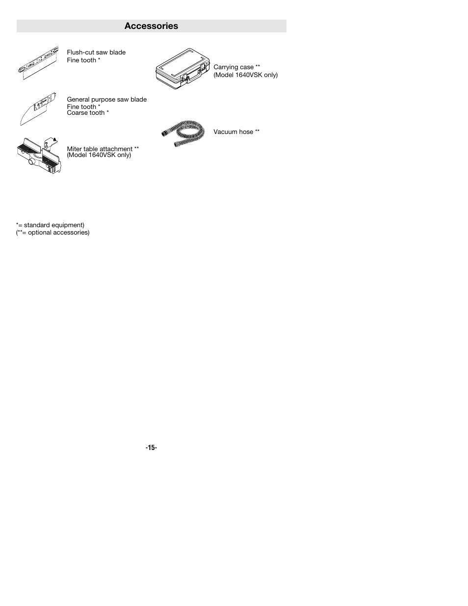 Accessories | Bosch 1640VS User Manual | Page 15 / 44