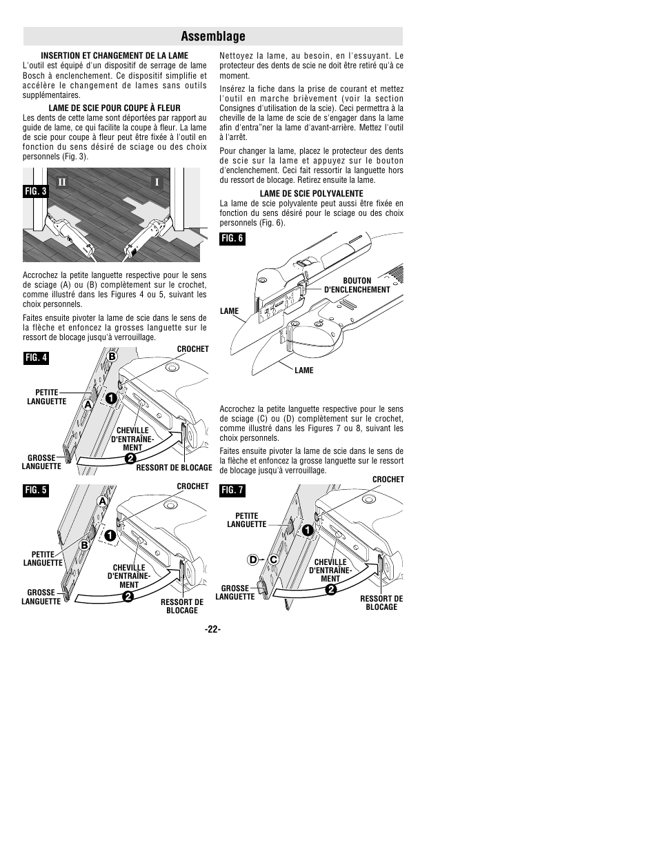 Assemblage | Bosch 1640VS User Manual | Page 22 / 44