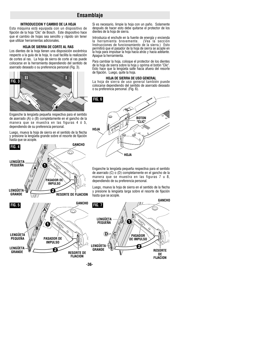 Ensamblaje | Bosch 1640VS User Manual | Page 36 / 44