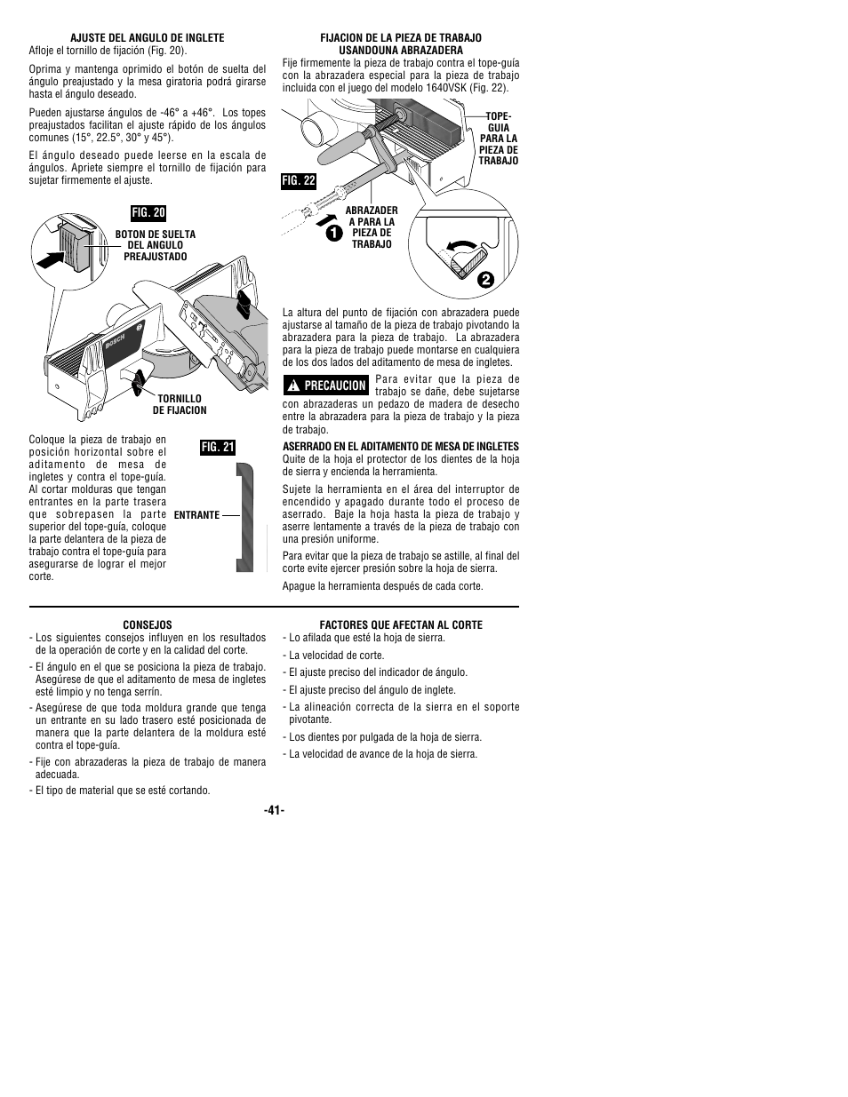 Bosch 1640VS User Manual | Page 41 / 44