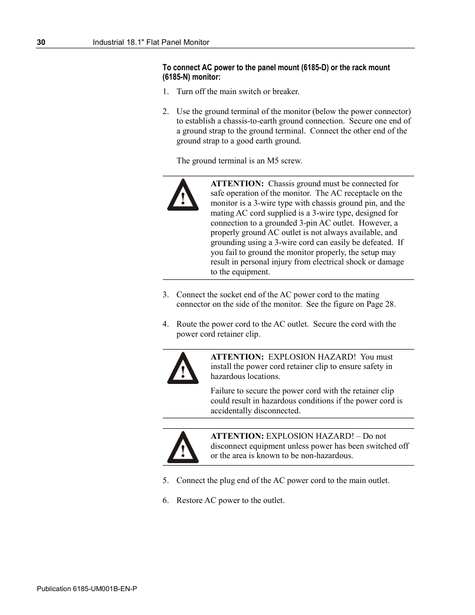 Rockwell Automation 6185-V Industrial 18.1 Inch Flat Panel Monitor User Manual User Manual | Page 30 / 64