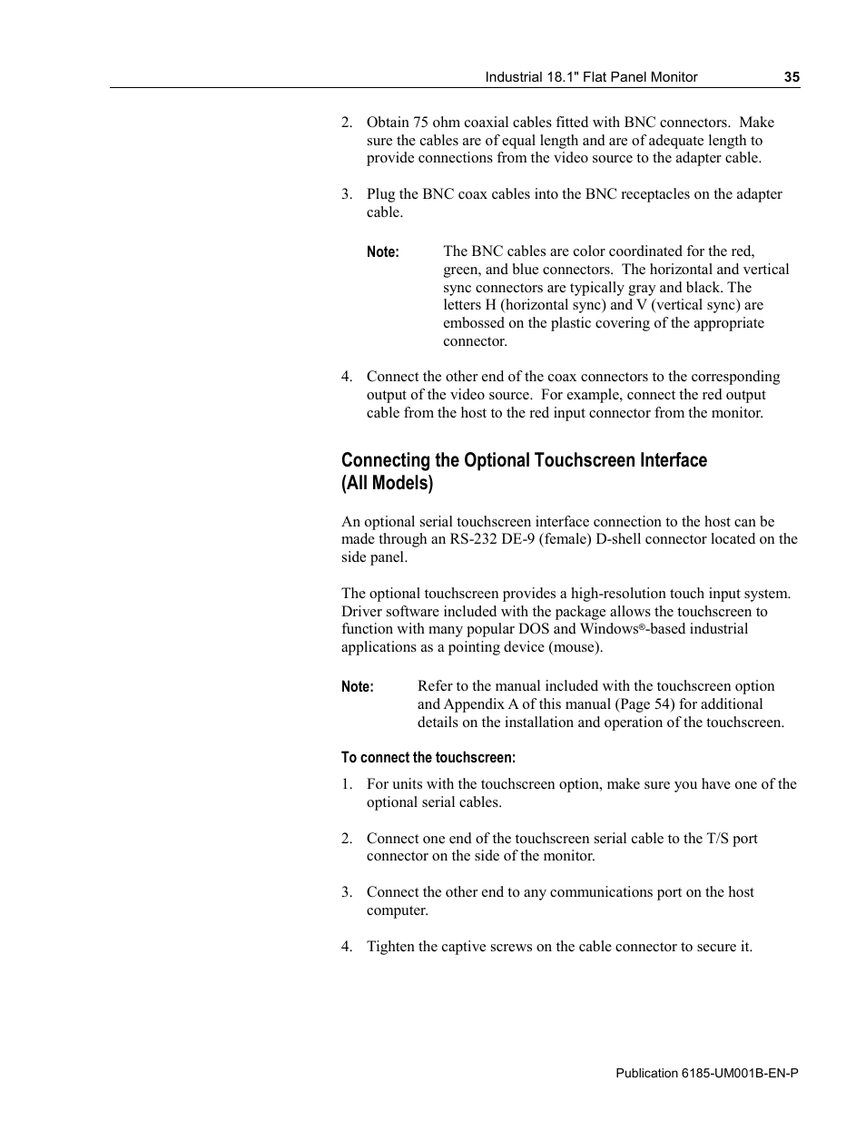 Rockwell Automation 6185-V Industrial 18.1 Inch Flat Panel Monitor User Manual User Manual | Page 35 / 64