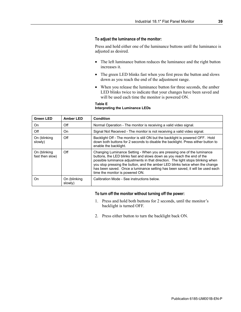 Rockwell Automation 6185-V Industrial 18.1 Inch Flat Panel Monitor User Manual User Manual | Page 39 / 64
