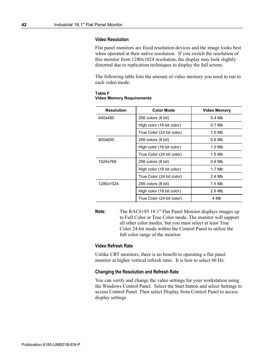 Rockwell Automation 6185-V Industrial 18.1 Inch Flat Panel Monitor User Manual User Manual | Page 42 / 64