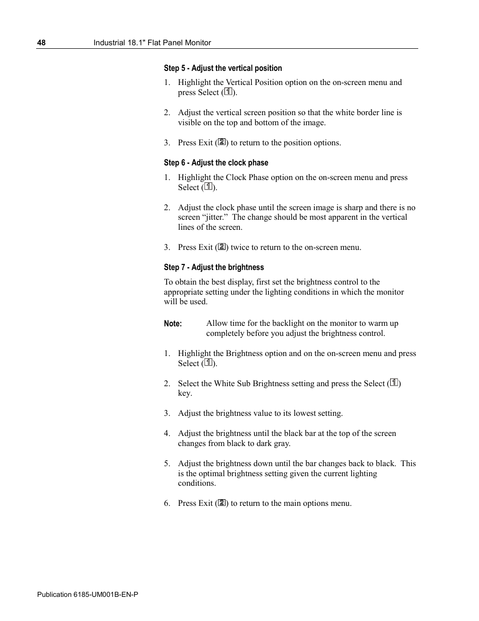 Rockwell Automation 6185-V Industrial 18.1 Inch Flat Panel Monitor User Manual User Manual | Page 48 / 64