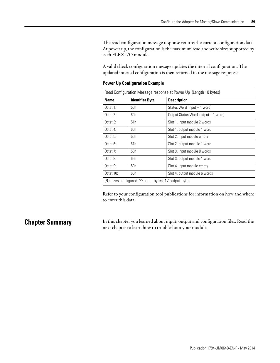 Chapter summary | Rockwell Automation 1794-APBDPV1 FLEX I/O PROFIBUS Adapter User Manual User Manual | Page 101 / 153
