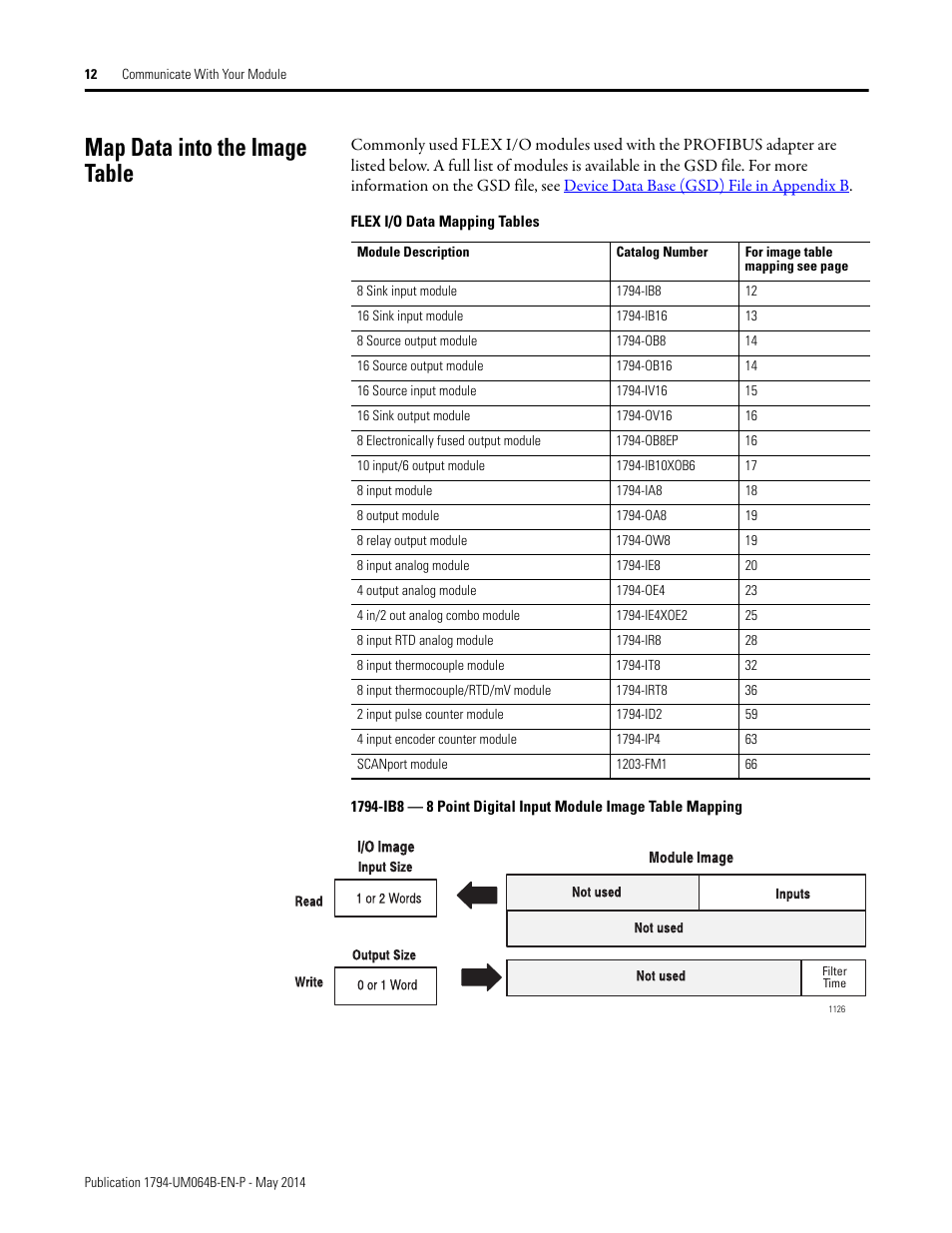 Map data into the image table | Rockwell Automation 1794-APBDPV1 FLEX I/O PROFIBUS Adapter User Manual User Manual | Page 24 / 153