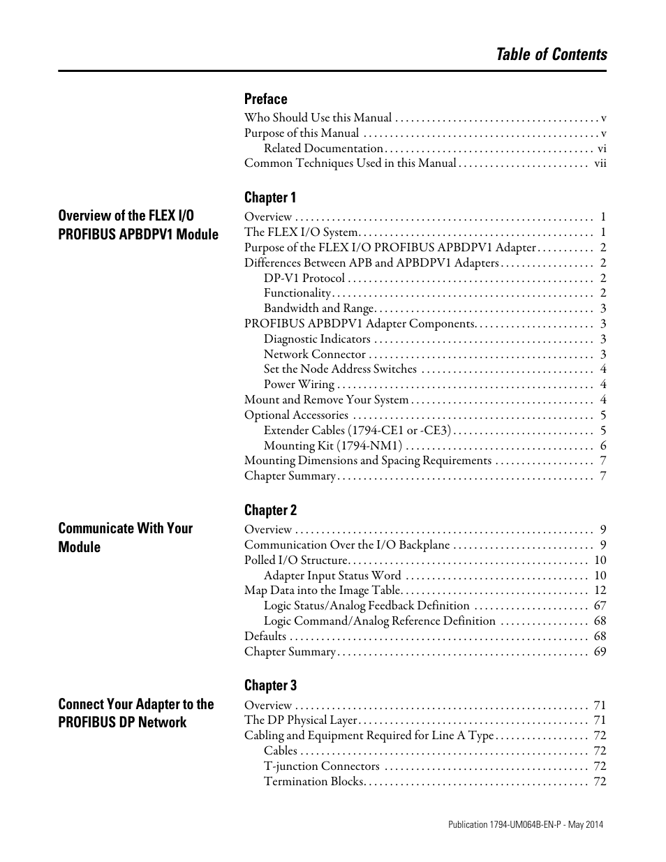 Rockwell Automation 1794-APBDPV1 FLEX I/O PROFIBUS Adapter User Manual User Manual | Page 5 / 153
